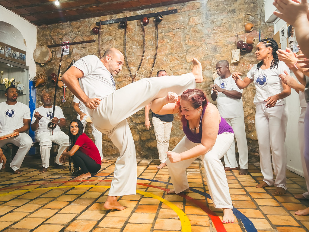 Capoeira circle in Bahia, with berimbau and singing