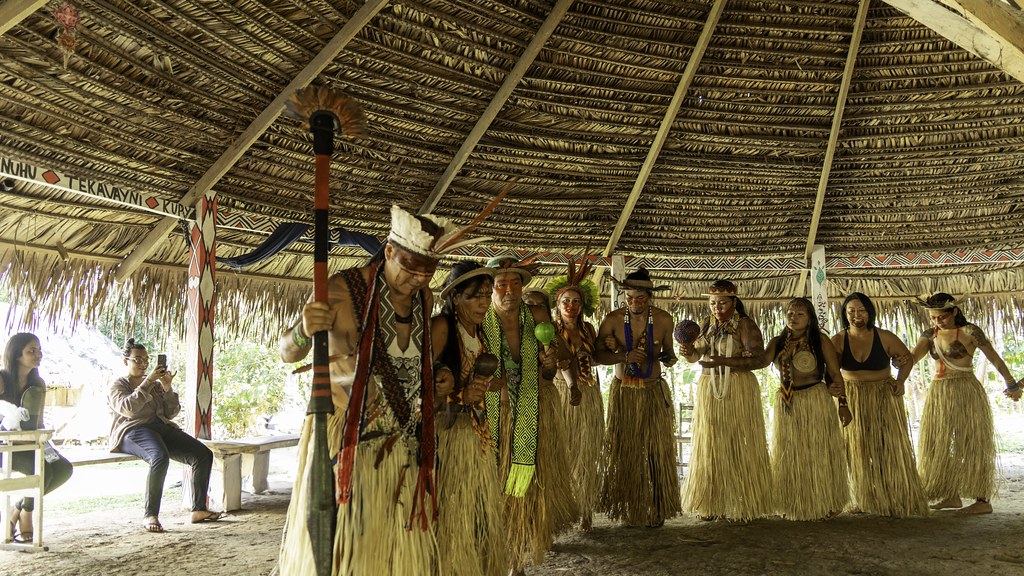 Indigenous dance ceremony in traditional dress
