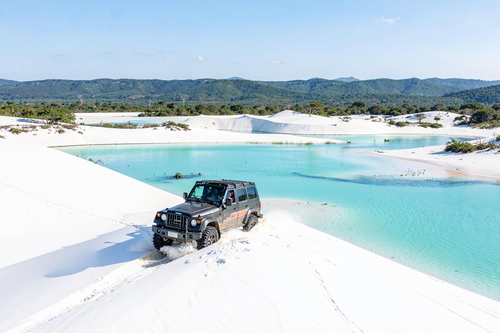 The Lagoa Azul circuit by 4x4, leaving Barreirinhas